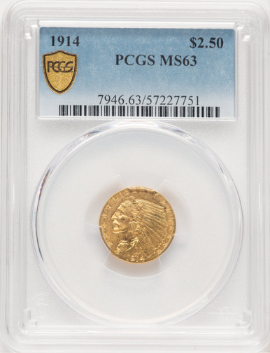 1914 $2.50 Indian Quarter Eagle PCGS MS63 (507051046). Third Image