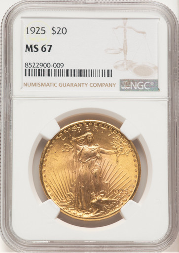 1925 $20 Saint-Gaudens Double Eagle NGC MS67 (571653011). Third Image
