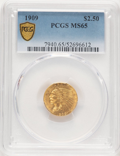 1909 $2.50 Indian Quarter Eagle PCGS MS65 (777145032). Third Image