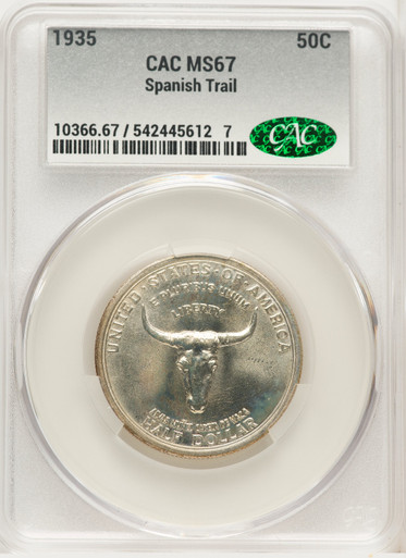 1935 50C Spanish Trail Commemorative Silver CACG MS67. Third Image