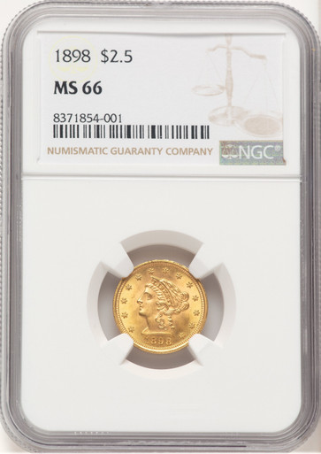 1898 $2.50 Liberty Quarter Eagle NGC MS66 (777447007). Third Image