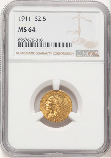 1911 $2.50 Indian Quarter Eagle NGC MS64 (777472035). Third Image