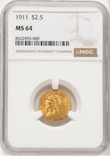 1911 $2.50 Indian Quarter Eagle NGC MS64 (777486011). Third Image