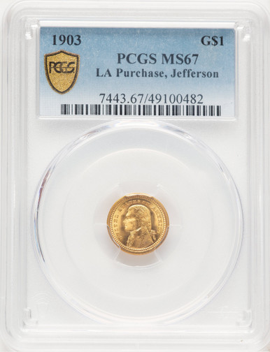 1903 G$1 JEFF Blue Gradient Commemorative Gold PCGS MS67. Third image.