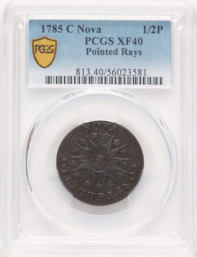 1785 Nova Constellatio Copper Pointed Rays Large Date BN Colonials PCGS XF40. Third image.