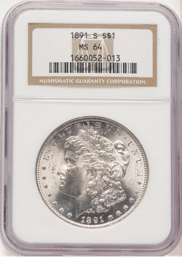 1891-S Morgan Dollar NGC MS64. Third image.