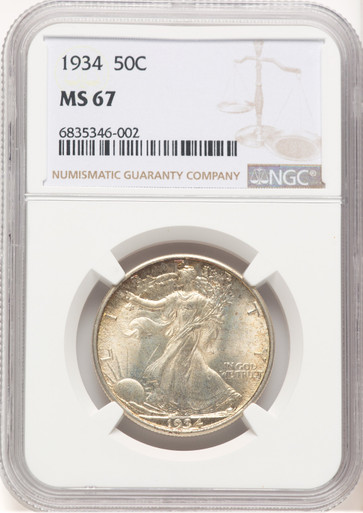 1934 50C Walking Liberty Half Dollar NGC MS67 (779279005). Third image.