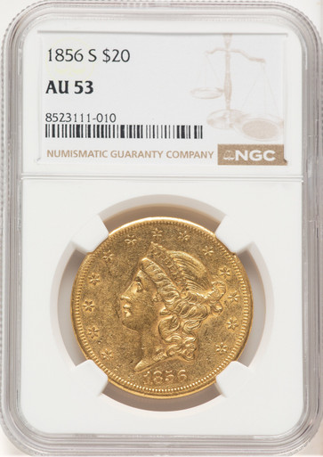 1856-S $20 Liberty Double Eagle NGC AU53 (507252018). Third Image
