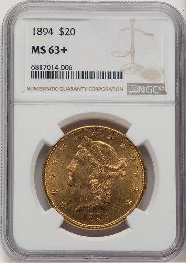 1894 $20 Liberty Double Eagle NGC MS63+. Third Image
