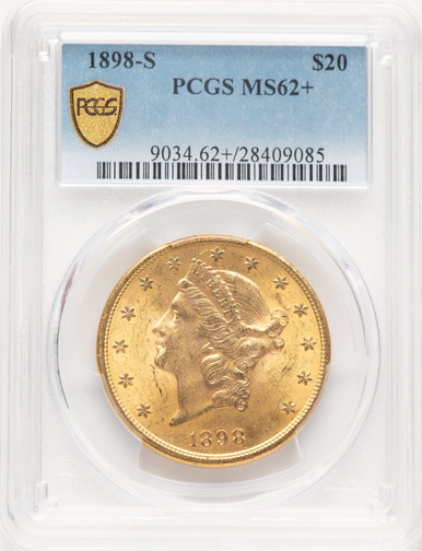 1898-S $20 Blue Gradient Liberty Double Eagle PCGS MS62+. Third image.