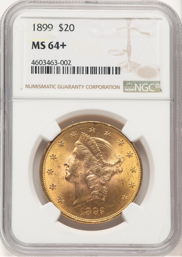 1899 $20 Liberty Double Eagle NGC MS64+. Third Image