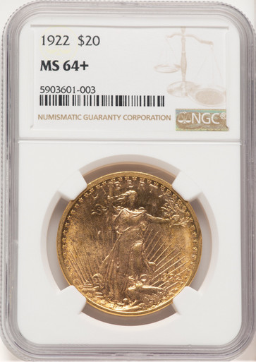 1922 $20 Saint-Gaudens Double Eagle NGC MS64+ (776646020). Third image.