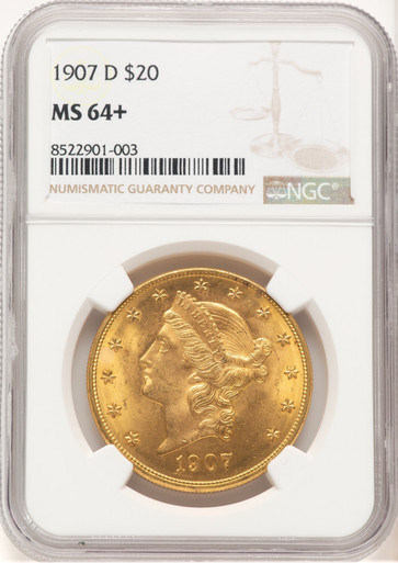 1907-D $20 Liberty Double Eagle NGC MS64+ (777426002). Third Image
