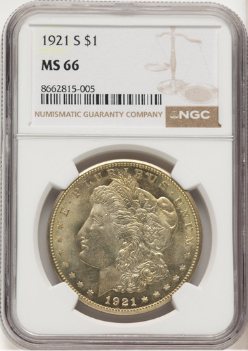 1921-S Morgan Dollar NGC MS66 (773687044). Third Image