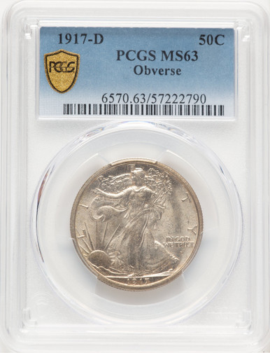1917-D 50C OBVERSE Walking Liberty Half Dollar PCGS MS63. Third Image