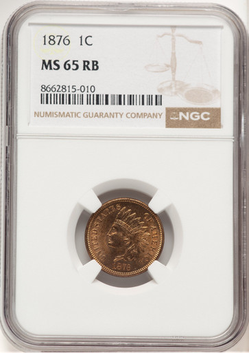 1876 1C RB Indian Cent NGC MS65. Fourth image.