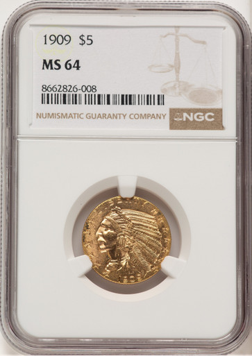 1909 $5 Indian Half Eagle NGC MS64 (778978003). Third Image