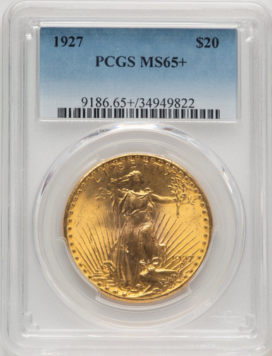 1927 $20 Saint-Gaudens Double Eagle PCGS MS65+. Third Image