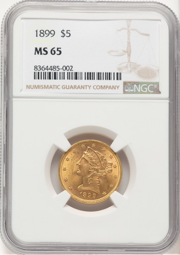 1899 $5 Liberty Half Eagle NGC MS65 (177388105). Third Image