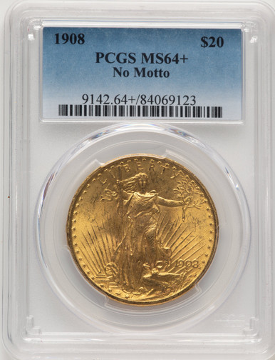 1908 $20 NO MOTTO Saint-Gaudens Double Eagle PCGS MS64+ (776007033). Third Image