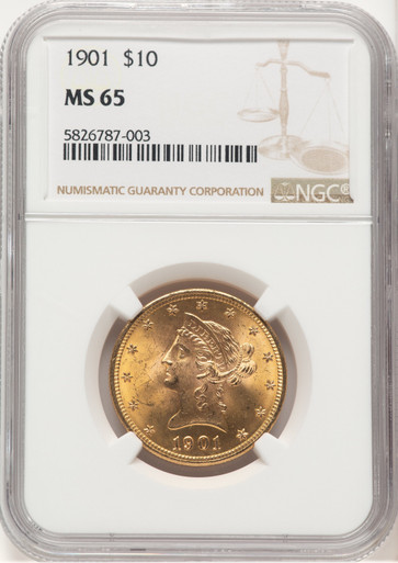 1901 $10 Liberty Eagle NGC MS65 (777999044). Third Image