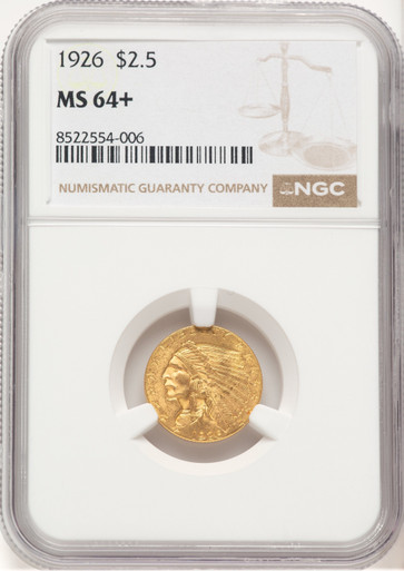 1926 $2.50 Indian Quarter Eagle NGC MS64+. Third Image