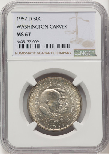 1952-D 50C Washington-Carver Commemorative Silver NGC MS67. Third Image