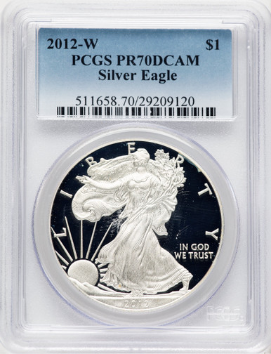 2012-W Proof Silver Eagle 1 oz Blue Gradient PCGS PR70 - LCR Coin