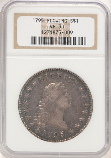 1795 Flowing Hair Three Leaves Early Dollar NGC VF30. Fourth image.