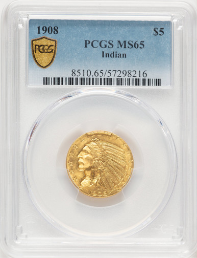 1908 $5 Indian Indian Half Eagle PCGS MS65 (779659002). Third Image