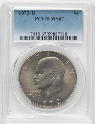 1972-D $1 Eisenhower Dollar PCGS MS67. Third Image