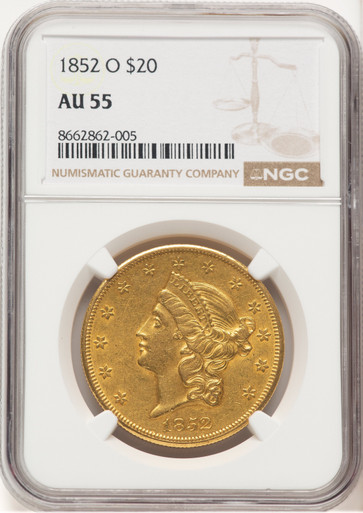 1852-O $20 Liberty Double Eagle NGC AU55 (507258022). Third Image