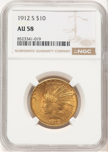 1912-S $10 Indian Eagle NGC AU58 (572462003). Third Image