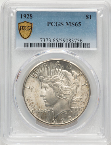 1928 Peace Dollar PCGS MS65. Third Image