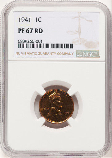 1941 1C RD Proof Lincoln Cent NGC PR67 (778254013). Third image.
