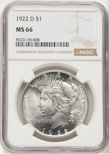 1922-D Peace Dollar NGC MS66 (766125014). Third Image