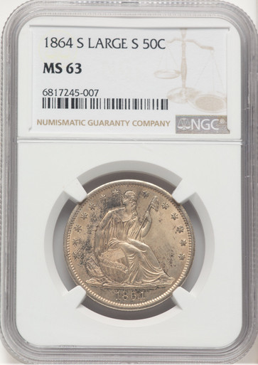 1864-S 50C WB-1 Seated Half Dollar NGC MS63. Third Image