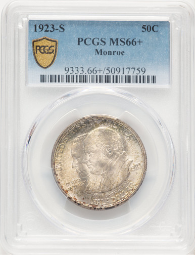 1923-S 50C Monroe Commemorative Silver PCGS MS66+. Third Image