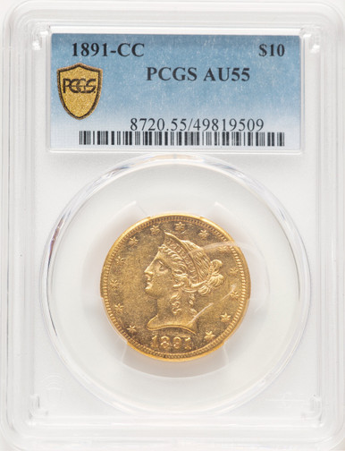 1891-CC $10 Liberty Eagle PCGS AU55 (779331008). Fourth image.