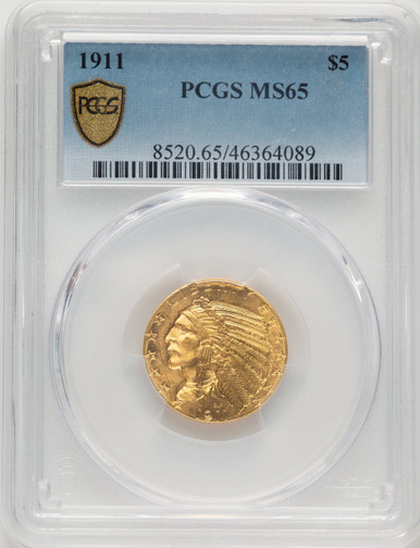 1911 $5 Indian Half Eagle PCGS MS65 (776577001). Third Image