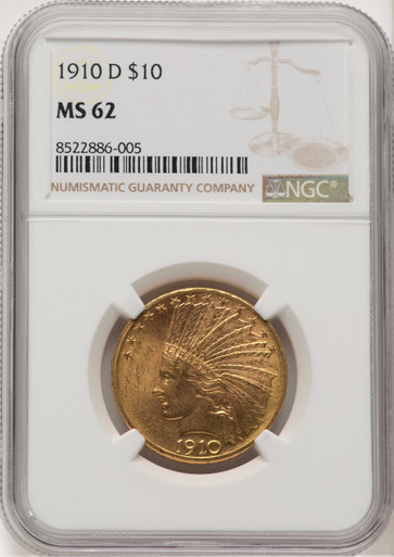 1910-D $10 Indian Eagle NGC MS62 (777411017). Third Image