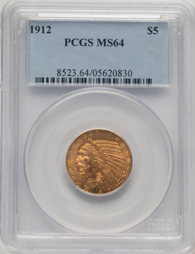 1912 $5 Indian Half Eagle PCGS MS64 (778223104). Third Image