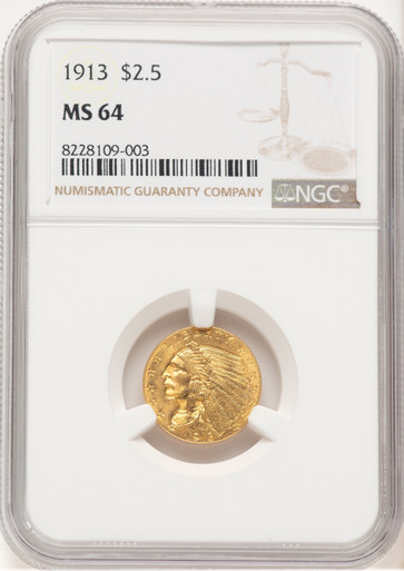 1913 $2.50 Indian Quarter Eagle NGC MS64 (507444020). Third Image