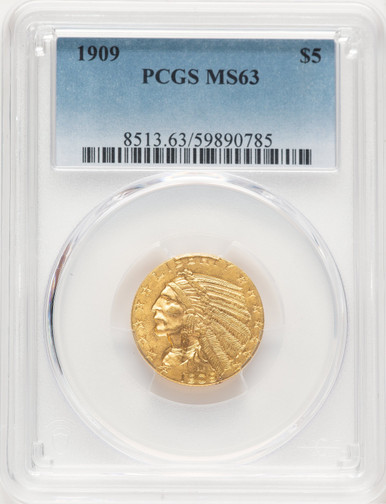 1909 $5 Indian Half Eagle PCGS MS63 (778883045). Third Image