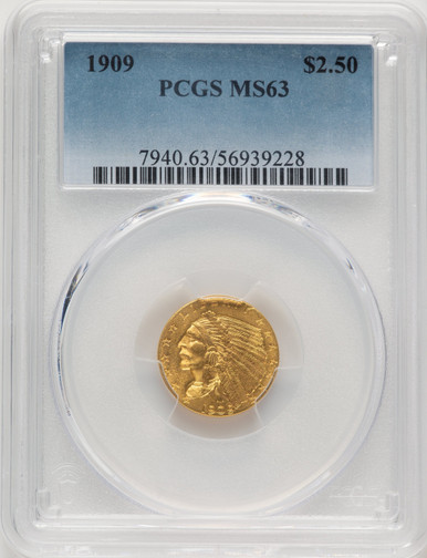 1909 $2.50 Indian Quarter Eagle PCGS MS63 (777631098). Third Image