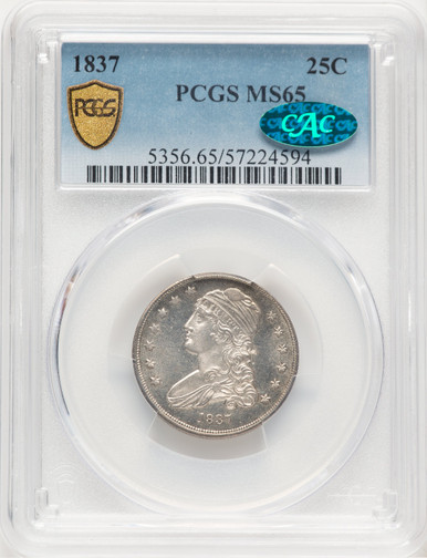 1837 25C CAC Bust Quarter PCGS MS65. Third Image