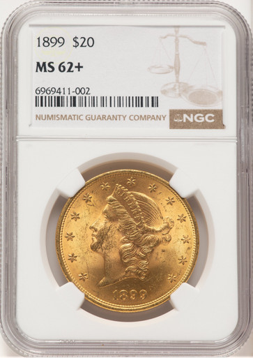 1899 $20 Liberty Double Eagle NGC MS62+. Third Image