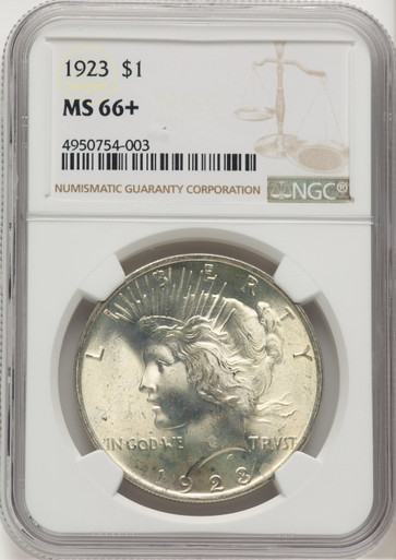 1923 Peace Dollar NGC MS66+ (507436019). Third image.