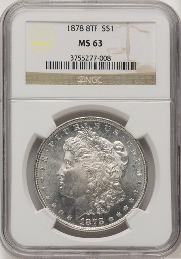 1878 8TF Morgan Dollar NGC MS63 (521164013). Third image.