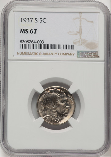 1937-S 5C Buffalo Nickel NGC MS67 (521164023). Third image.